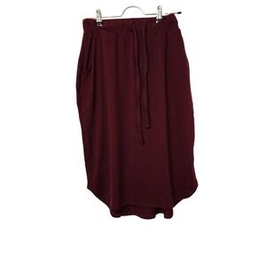 Zenana Burgundy Midi‎ Skirt | Size Large